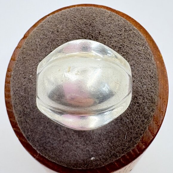 VTG Solid Sterling Silver 925 Modernist Tapered Band Dome Ring Size 8.75 - Picture 1 of 8